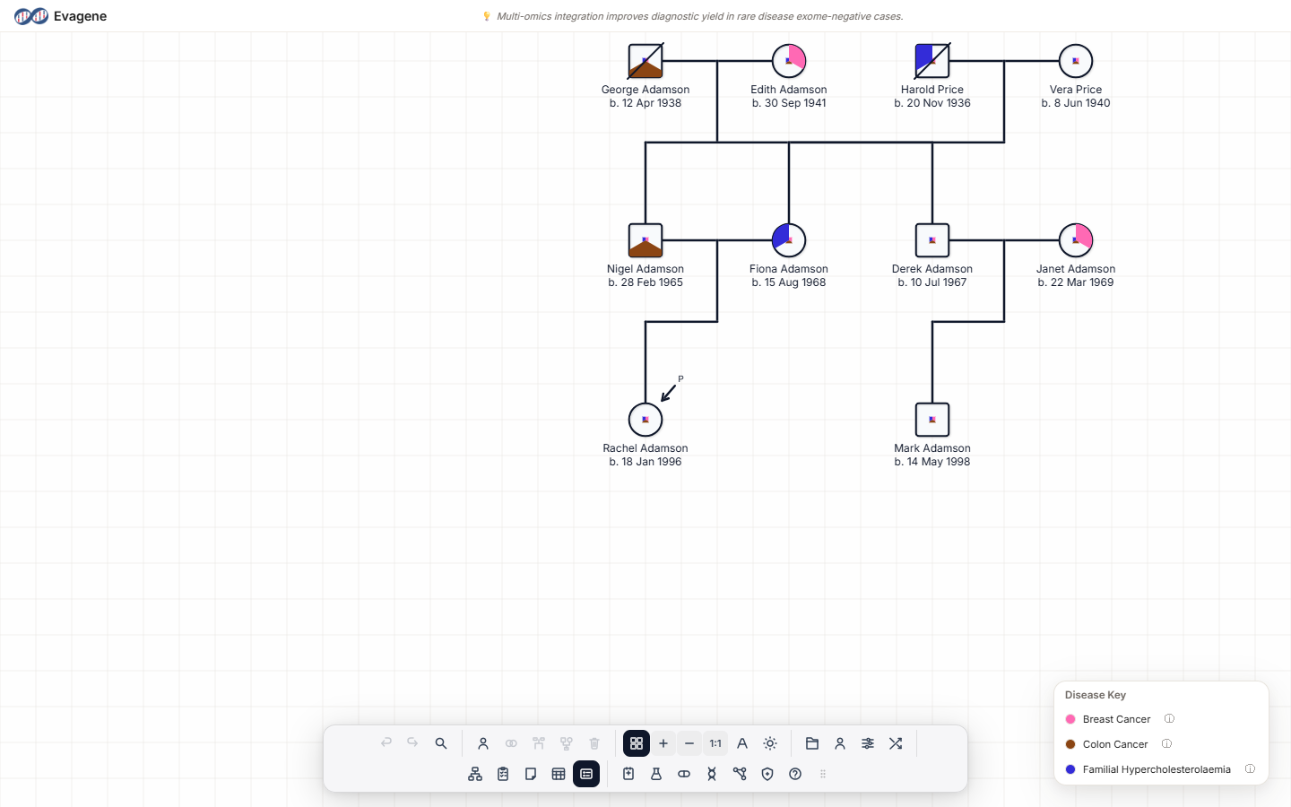 The disease key legend shown on the canvas.